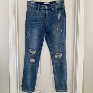 Trendy Distressed Blue Skinny Jeans